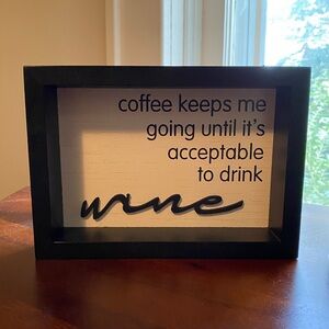 New Funny Wine and Coffee Sayings Reversible Wooden Shadow Box Decor